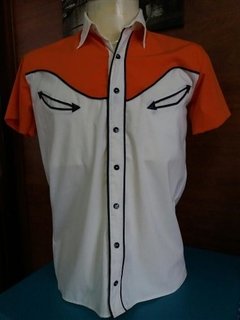 Camisa Western Laranja Masculina - Manga Curta