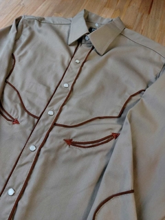 Camisa Western Masculina Khaki & Brown