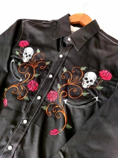Camisa Western Roses & Skull