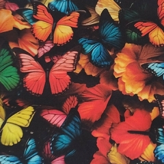 kit 5 tecidos 15x15 borboletas coloridas