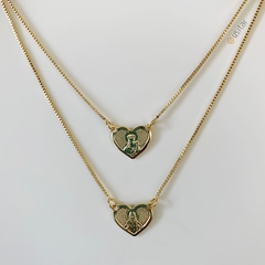 Escapulário Formato de coração com frase folheado em ouro 18k - ESC0030D - comprar online