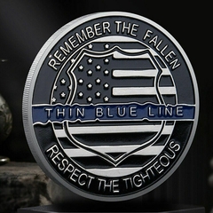Moeda Police Officer Policial Linha Azul Blue Line Distintivo - Prata - comprar online