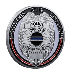 Moeda Police Officer Policial Linha Azul Blue Line Distintivo - Prata