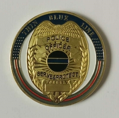 Moeda Blue Line Policial Police Officer Homenagem Comemorativa - comprar online