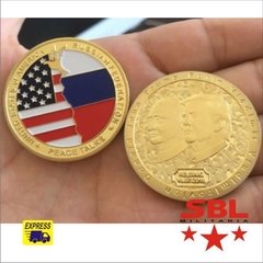 Moeda encontro pela paz EUA e Rússia Dourada Comemorativa