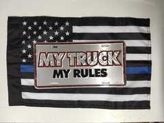 Lote Placa Decorativa "My Truck, My Ruler" + Bandeira Veteranos