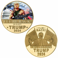 Funny Coin Moeda Presidente Donald Trump RAMBO - Ouro