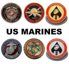 LOTE de 6 Moedas Militares US MARINES Comemorativa Ouro