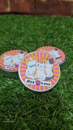 Kit 10 latinhas gatinhos lembrancinha personalizada na internet