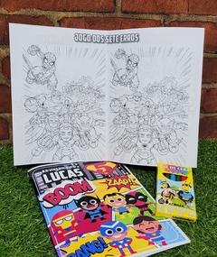 15 kits colorir revistinhas Super Heróis baby cute com giz e atividades lembrancinha Super Herois - Festinha Legal