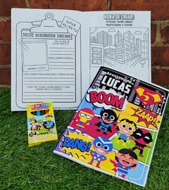 15 kits colorir revistinhas Super Heróis baby cute com giz e atividades lembrancinha Super Herois