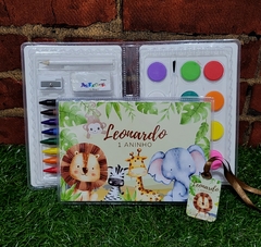 Kit com 5 maletas de pintura lembrancinha safari baby com 31 Itens completo - loja online