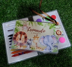 Kit com 5 maletas de pintura lembrancinha safari baby com 31 Itens completo - Festinha Legal