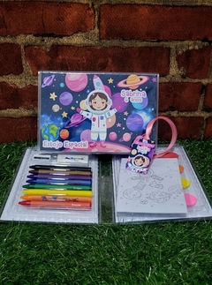 Kit com 5 maletas de colorir lembrancinha menina astronauta com 31 itens completo - comprar online