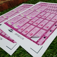 100 etiquetas material escolar fashion girl rosa glitter - comprar online