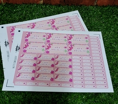 100 etiquetas material escolar florzinha rosa - Festinha Legal