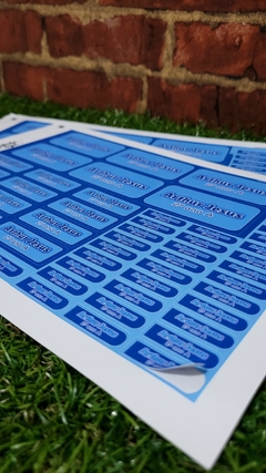 100 etiquetas material escolar azul - comprar online