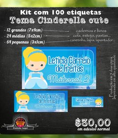 100 etiquetas material escolar Cinderella cute