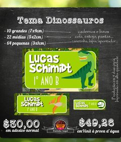 100 etiquetas material escolar Dinossauros