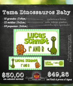 100 etiquetas material escolar Dinossauros Baby