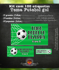 100 etiquetas material escolar Futebol gol