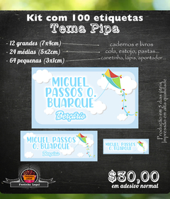100 etiquetas material escolar Pipa Papagaio