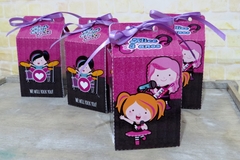 Kit com 20 caixinhas milk com fita e personalizadas - tema Rock girls - loja online