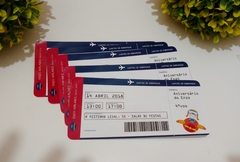 Kit com 10 convites Passagem de Avião impresso ticket