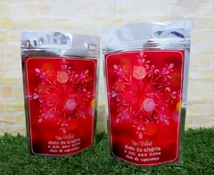 15 embalagens de Natal metalizada com ziplock personalizada vermelha