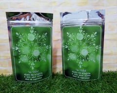 10 embalagem de Natal metalizada com ziplock personalizada verde - loja online