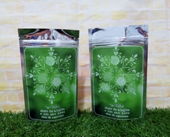10 embalagem de Natal metalizada com ziplock personalizada verde - Festinha Legal