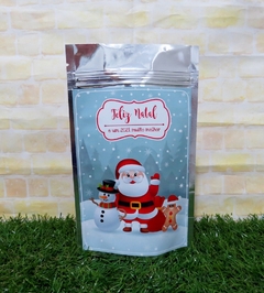15 embalagens de Natal Papai Noel metalizada com ziplock personalizada