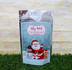 15 embalagens de Natal Papai Noel metalizada com ziplock personalizada - Festinha Legal