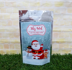10 embalagens de Natal Papai Noel metalizada com ziplock personalizada - Festinha Legal