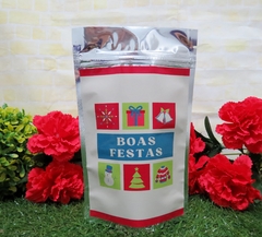 10 embalagens de Natal Boas Festas metalizadas com ziplock brinde corporativo - comprar online