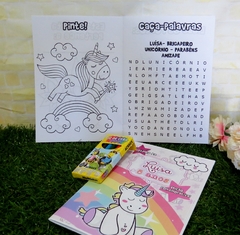10 kits colorir revistinhas unicornio com giz e atividades lembrancinha unicórnios - comprar online
