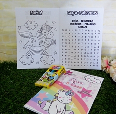 15 kits colorir revistinhas unicornio com giz e atividades lembrancinha unicórnios - comprar online
