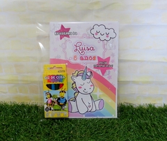 10 kits colorir revistinhas unicornio com giz e atividades lembrancinha unicórnios - Festinha Legal