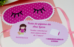 Kit 10 convites máscara festa do pijama com envelope