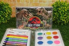 10 estojos de pintura completos dinossauros 31 itens - loja online