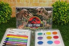 15 estojos de pintura completos dinossauros 31 itens - loja online