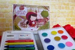 10 estojos de pintura lembrancinha Chapeuzinho Vermelho com 31 itens completo - comprar online