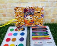 10 estojos de pintura Emoji com 31 itens completo lembrancinha emoji kit colorir - loja online