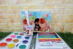 15 estojos de pintura lembrancinha Cachorrinhos Lulu da Pomerânia com 31 itens completo - Festinha Legal