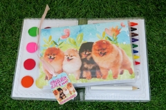 Kit com 5 estojos de pintura lembrancinha Cachorrinhos Lulu da Pomerânia com 31 itens completo na internet
