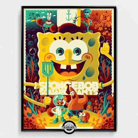 Cuadro Bob Esponja Infantil Decoracion 30x40 Slim