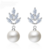 Brinco luxo de noivas prata com zircônias e pérola - loja online