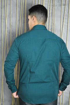 CAMISA PREMIUM MICROXADREZ VERDE ESCURO E AZUL ESCURO ML - comprar online