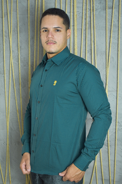 CAMISA PREMIUM MICROXADREZ VERDE ESCURO E AZUL ESCURO ML na internet