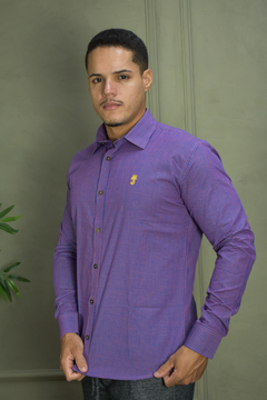 CAMISA PREMIUM MICROXADREZ AZUL E LARANJA ML na internet